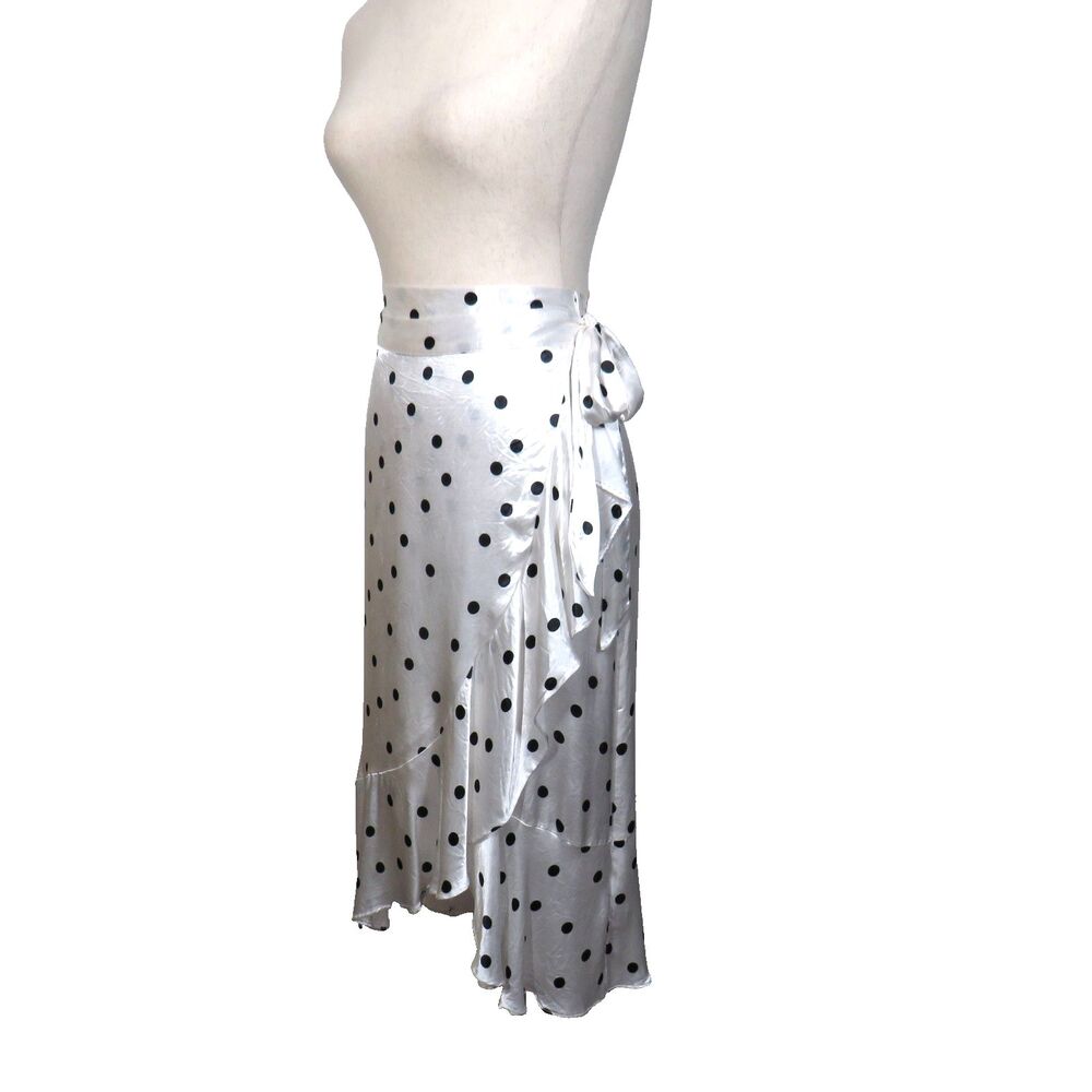TOPSHOP Satin Retro Polka Dot Wrap Midi Skirt Size 4
